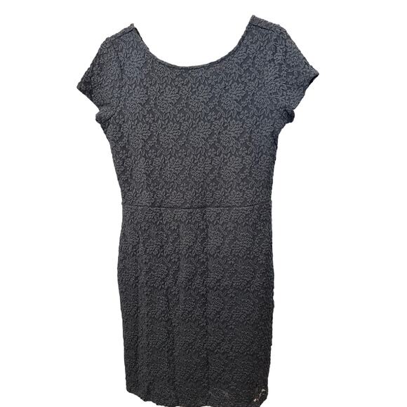 Ann Taylor LOFT Black Sheath Dress Scoop Neck Textured Stretch Above Knee M EUC - Picture 3 of 7